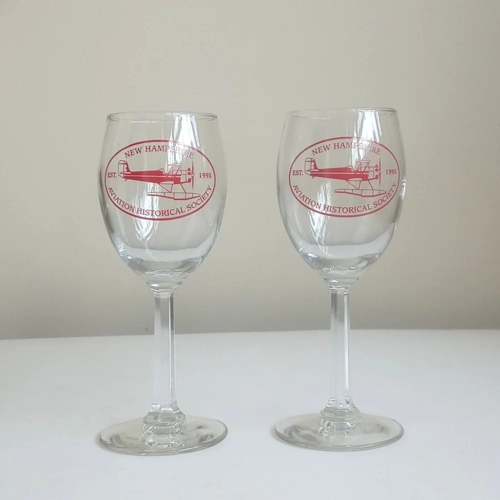 Vintage Aviation Wine Glasses Set of 2